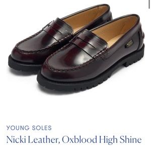 Young Soles Boys Leather Oxblood Burgundy Loafers Sz 7